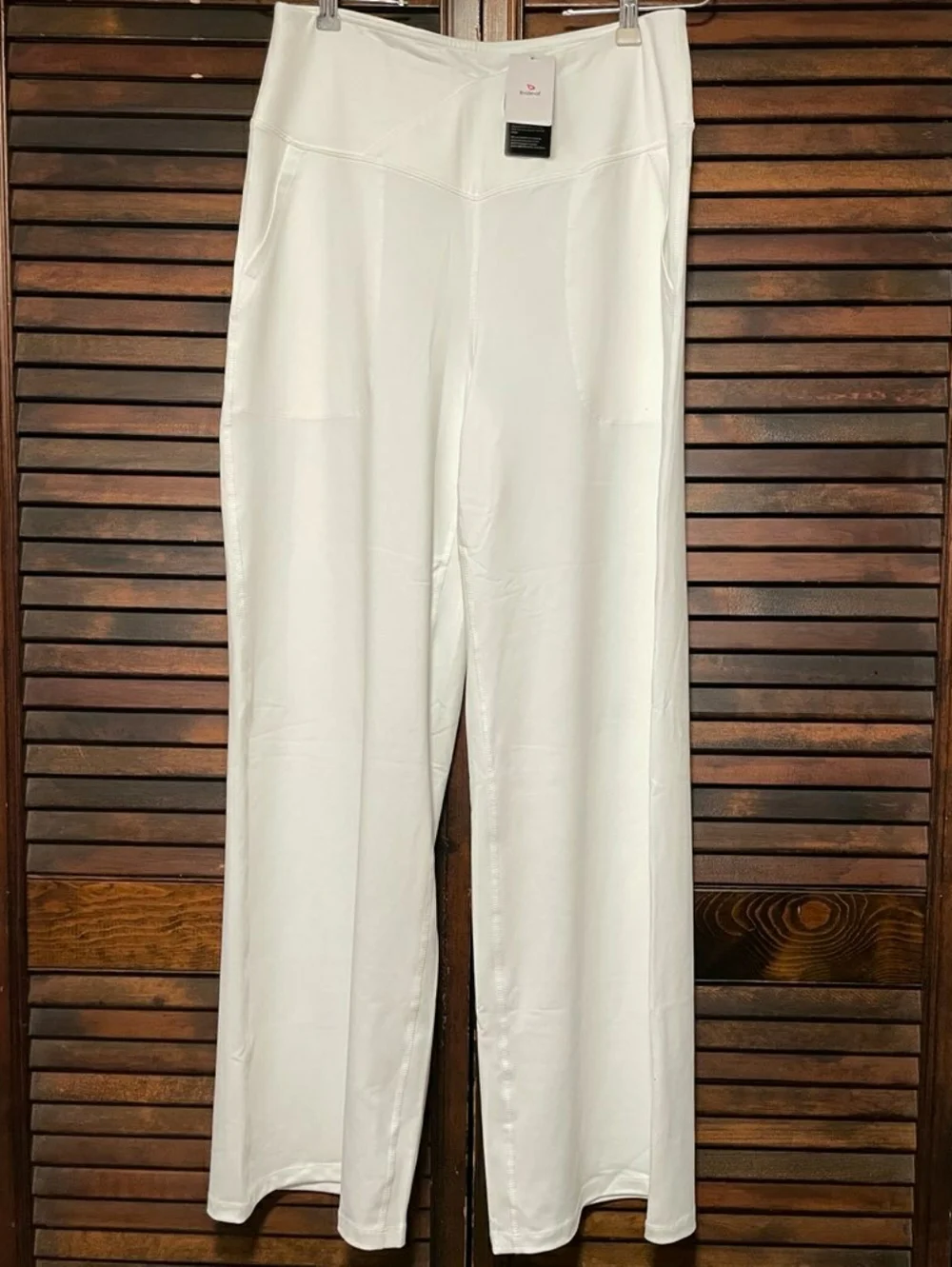 Baleaf Wide-Leg V-Waist White Yoga Pants